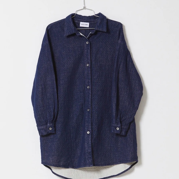 ATELIER DELPHINE OVERSIZED SHIRT JACKET IN INDIGO, BARELY WORN, SIZE XS FITS S-M - Picture 1 of 5